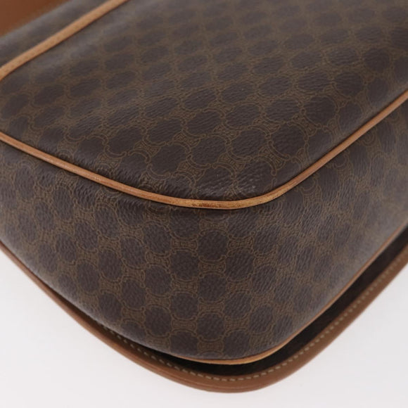 CELINE Macadam Canvas Shoulder Bag PVC Leather Brown Gold Auth ep14380A