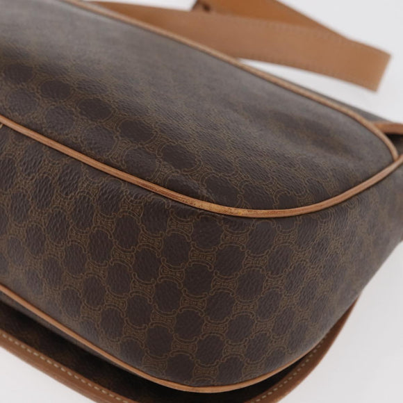 CELINE Macadam Canvas Shoulder Bag PVC Leather Brown Gold Auth ep14380A