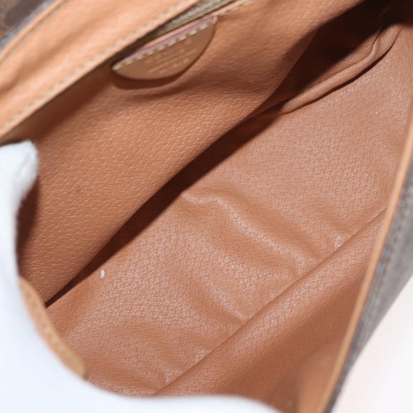 CELINE Macadam Canvas Shoulder Bag PVC Leather Brown Gold Auth ep14380A
