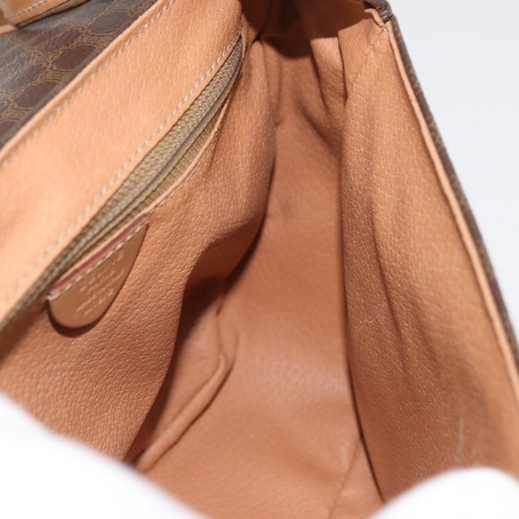 CELINE Macadam Canvas Shoulder Bag PVC Leather Brown Gold Auth ep14380A