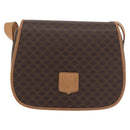 CELINE Macadam Canvas Shoulder Bag PVC Leather Brown Gold Auth ep14380A-2