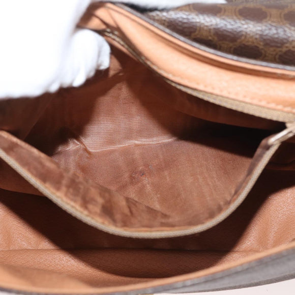 CELINE Macadam Canvas Shoulder Bag PVC Leather Brown Gold Auth ep14380A