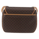 CELINE Macadam Canvas Shoulder Bag PVC Leather Brown Gold Auth ep14380A-3