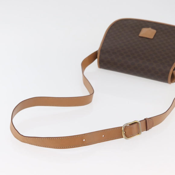 CELINE Macadam Canvas Shoulder Bag PVC Leather Brown Gold Auth ep14380A