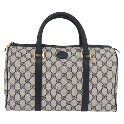 GUCCI GG Supreme Boston Bag PVC Navy Gold 002 39 6842 Auth ep14381 - 0