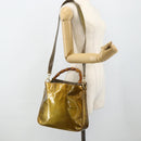 GUCCI Bamboo Hand Bag Patent Leather 2way Gold 001 1014 1638 Auth ep14385-24
