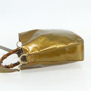 GUCCI Bamboo Hand Bag Patent Leather 2way Gold 001 1014 1638 Auth ep14385-3