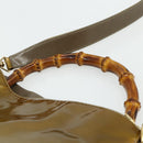GUCCI Bamboo Hand Bag Patent Leather 2way Gold 001 1014 1638 Auth ep14385-14