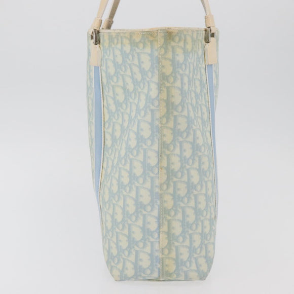 Christian Dior Trotter Canvas Tote Bag PVC Blue Silver Auth ep14386