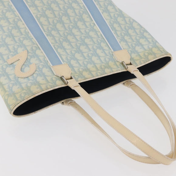 Christian Dior Trotter Canvas Tote Bag PVC Blue Silver Auth ep14386