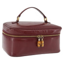 GUCCI Bamboo Vanity Bag Patent Leather Bordeaux Gold 032 1956 0150 Auth ep14389-1