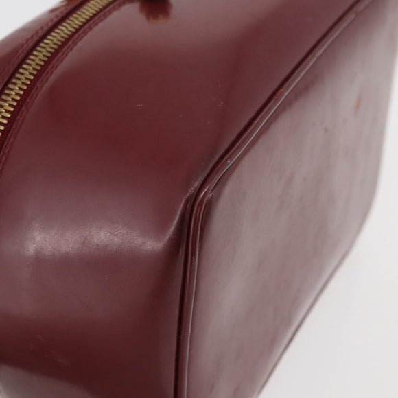 GUCCI Bamboo Vanity Bag Patent Leather Bordeaux Gold 032 1956 0150 Auth ep14389