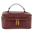 GUCCI Bamboo Vanity Bag Patent Leather Bordeaux Gold 032 1956 0150 Auth ep14389-2