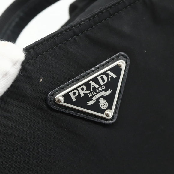 PRADA Hand Bag Nylon 2way Black Silver Auth ep14390A
