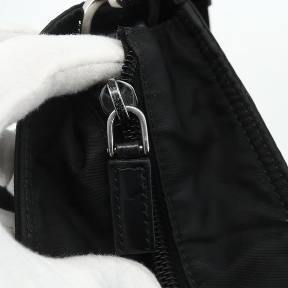 PRADA Hand Bag Nylon 2way Black Silver Auth ep14390A