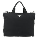 PRADA Hand Bag Nylon 2way Black Silver Auth ep14390A-13