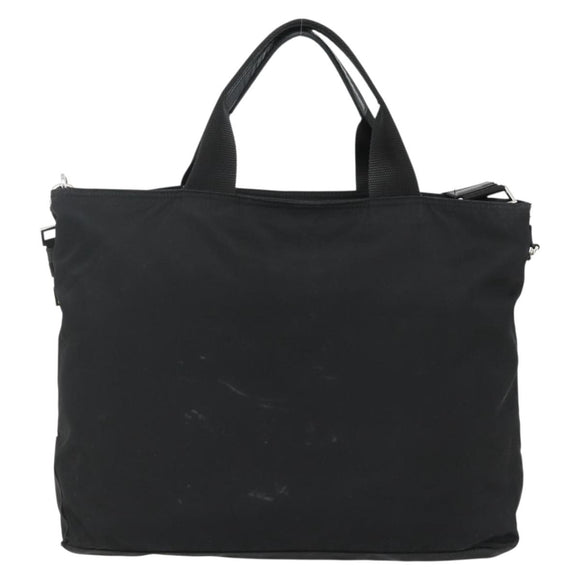 PRADA Hand Bag Nylon 2way Black Silver Auth ep14390A