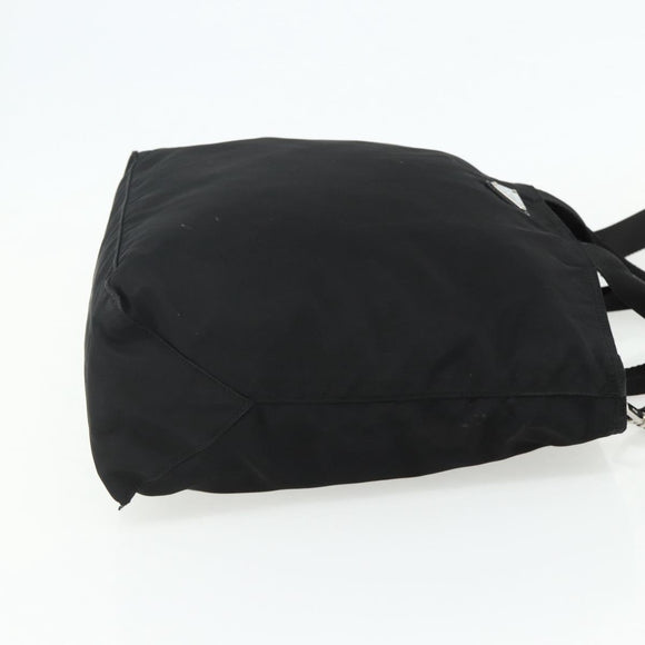 PRADA Hand Bag Nylon 2way Black Silver Auth ep14390A