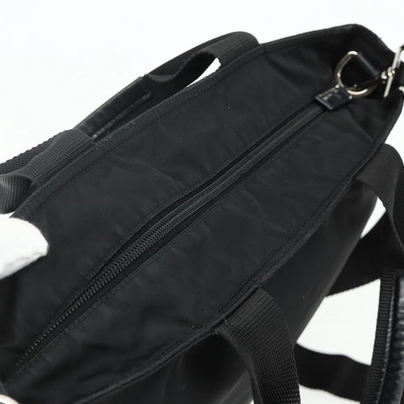 PRADA Hand Bag Nylon 2way Black Silver Auth ep14390A