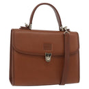 Burberrys Hand Bag Leather 2way Brown Silver Auth ep14396-1
