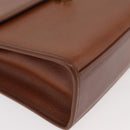 Burberrys Hand Bag Leather 2way Brown Silver Auth ep14396-10