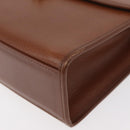 Burberrys Hand Bag Leather 2way Brown Silver Auth ep14396-15
