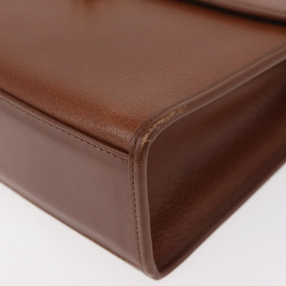 Burberrys Hand Bag Leather 2way Brown Silver Auth ep14396