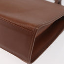 Burberrys Hand Bag Leather 2way Brown Silver Auth ep14396-17
