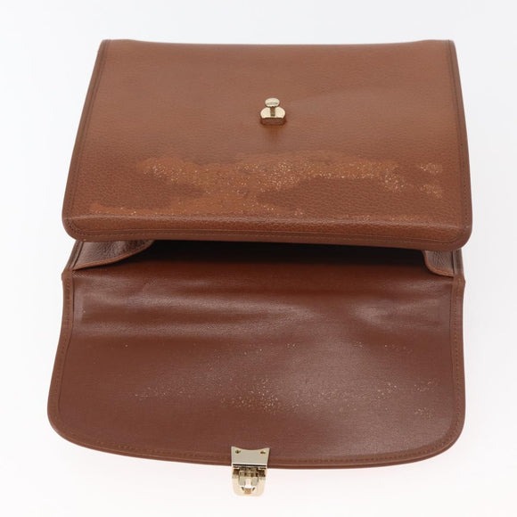 Burberrys Hand Bag Leather 2way Brown Silver Auth ep14396