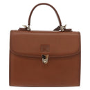 Burberrys Hand Bag Leather 2way Brown Silver Auth ep14396-13