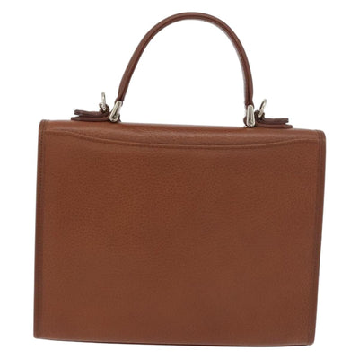Burberrys Hand Bag Leather 2way Brown Silver Auth ep14396 - 0