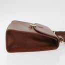 Burberrys Hand Bag Leather 2way Brown Silver Auth ep14396-3