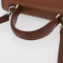 Burberrys Hand Bag Leather 2way Brown Silver Auth ep14396-7