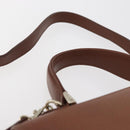 Burberrys Hand Bag Leather 2way Brown Silver Auth ep14396-8