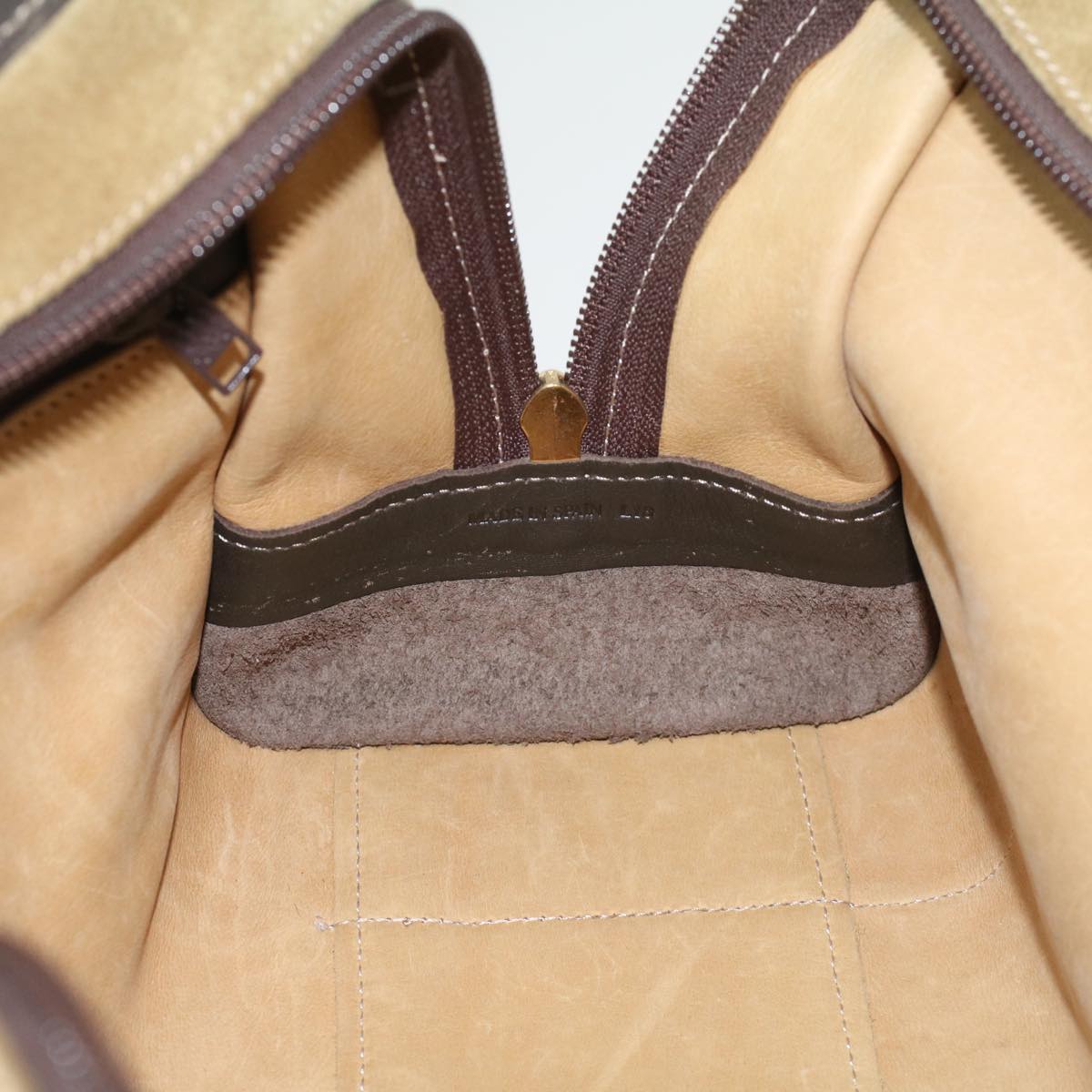 LOEWE Hand Bag Suede Leather Beige Auth ep1440