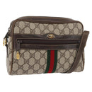 GUCCI GG Supreme Web Sherry Line Bag PVC Beige Gold 010 378 Auth ep14400-1