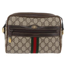 GUCCI GG Supreme Web Sherry Line Bag PVC Beige Gold 010 378 Auth ep14400-13
