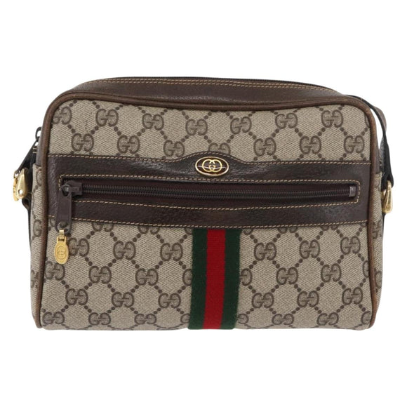 GUCCI GG Supreme Web Sherry Line Bag PVC Beige Gold 010 378 Auth ep14400
