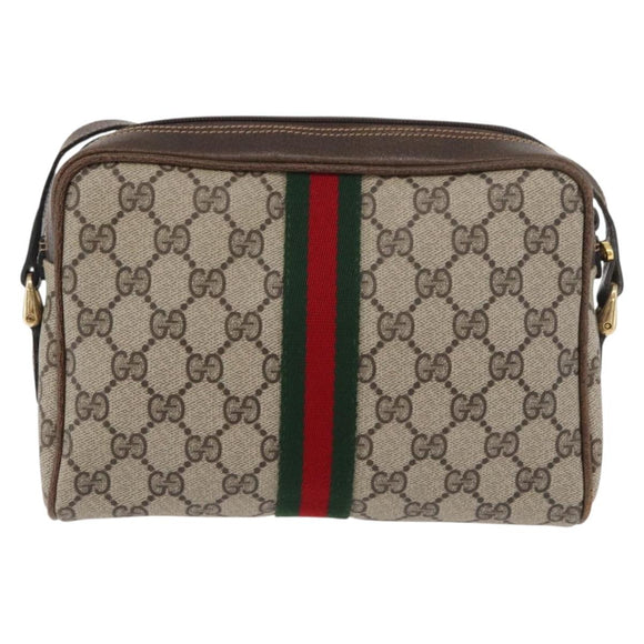 GUCCI GG Supreme Web Sherry Line Bag PVC Beige Gold 010 378 Auth ep14400