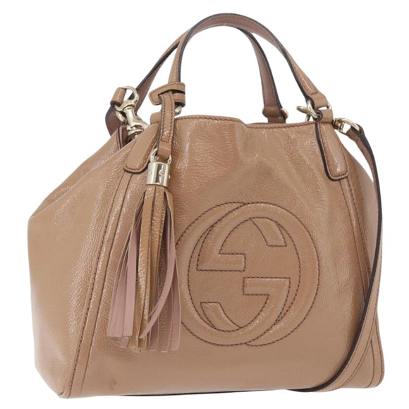 GUCCI Soho Hand Bag Leather 2way Beige Gold 336751 Auth ep14410A