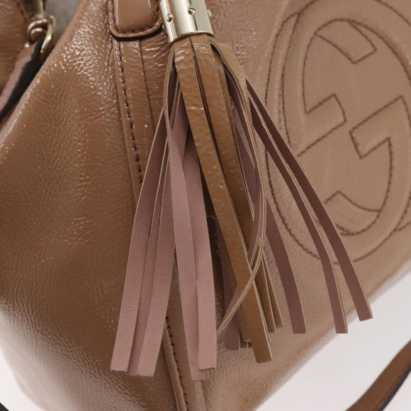 GUCCI Soho Hand Bag Leather 2way Beige Gold 336751 Auth ep14410A