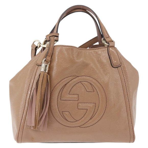 GUCCI Soho Hand Bag Leather 2way Beige Gold 336751 Auth ep14410A