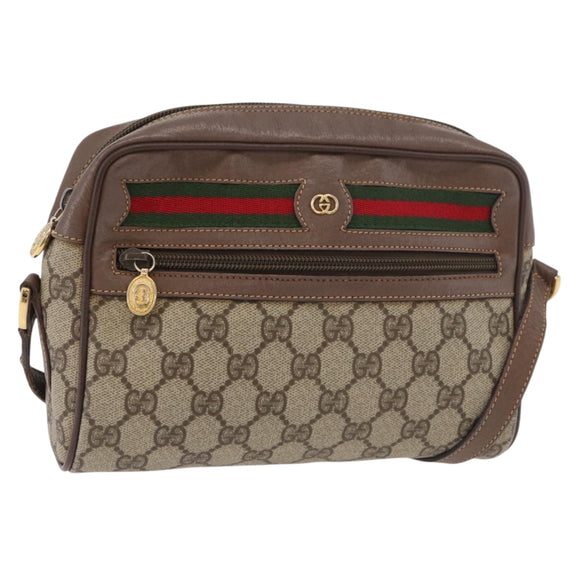 GUCCI GG Supreme Web Sherry Line Bag PVC Beige Gold 001 44 6655 Auth ep14411