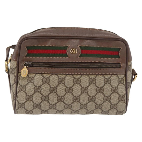 GUCCI GG Supreme Web Sherry Line Bag PVC Beige Gold 001 44 6655 Auth ep14411