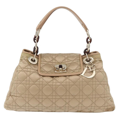 Christian Dior Canage Lady Dior Hand Bag Nylon Gold Auth ep14417A - 0