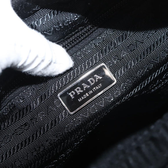 PRADA Shoulder Bag Nylon Black Silver Auth ep14418A