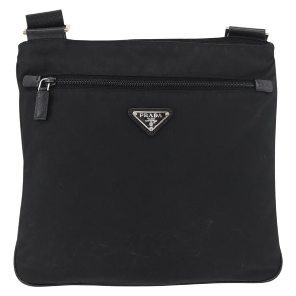 PRADA Shoulder Bag Nylon Black Silver Auth ep14418A