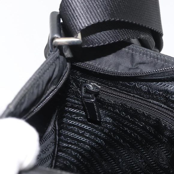 PRADA Shoulder Bag Nylon Black Silver Auth ep14418A