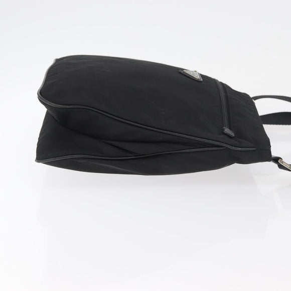 PRADA Shoulder Bag Nylon Black Silver Auth ep14418A