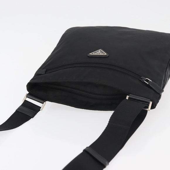 PRADA Shoulder Bag Nylon Black Silver Auth ep14418A